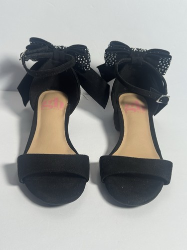 Girls black rhinestone bow - gb,